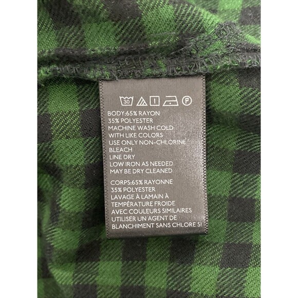 BDG Flannel Shirt Women's XS Green Black Plaid Hi Lo Button Fall Cozy Hipster - Picture 7 of 7